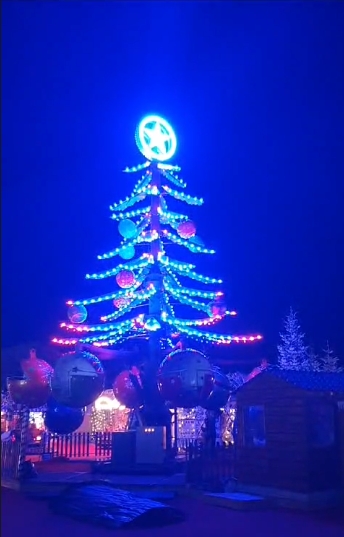 Aglare Lighting's RGB pixel lights are used for French Christmas light show effects