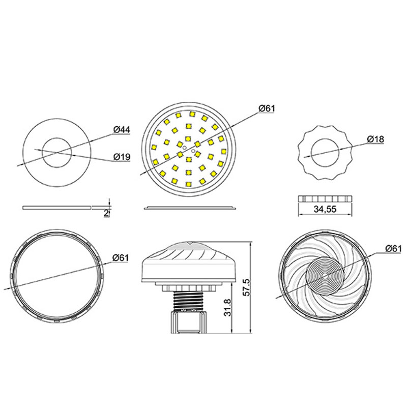 60mm R/G/B/W led amusement auto programme leds lighting for amusement equipment