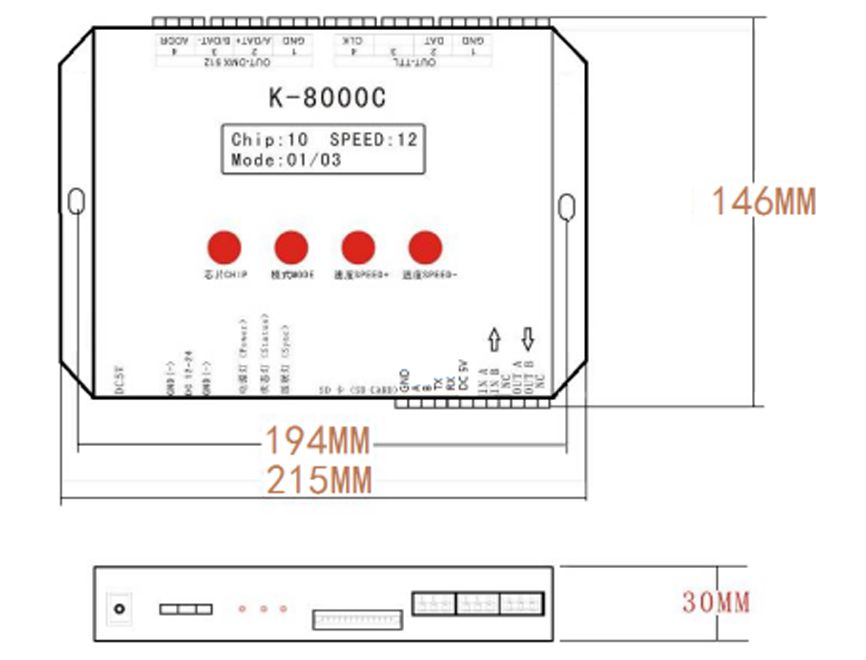 K-8000C Programmable DMXSPI SD Card LED Pixel Controller
