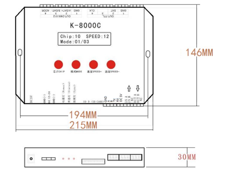 K-8000C Programmable DMXSPI SD Card LED Pixel Controller