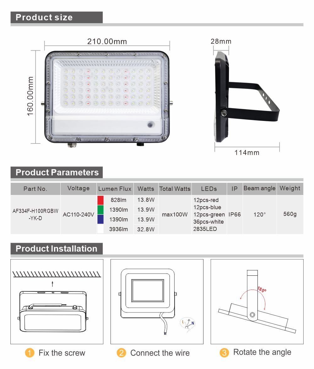 rgbw flood light