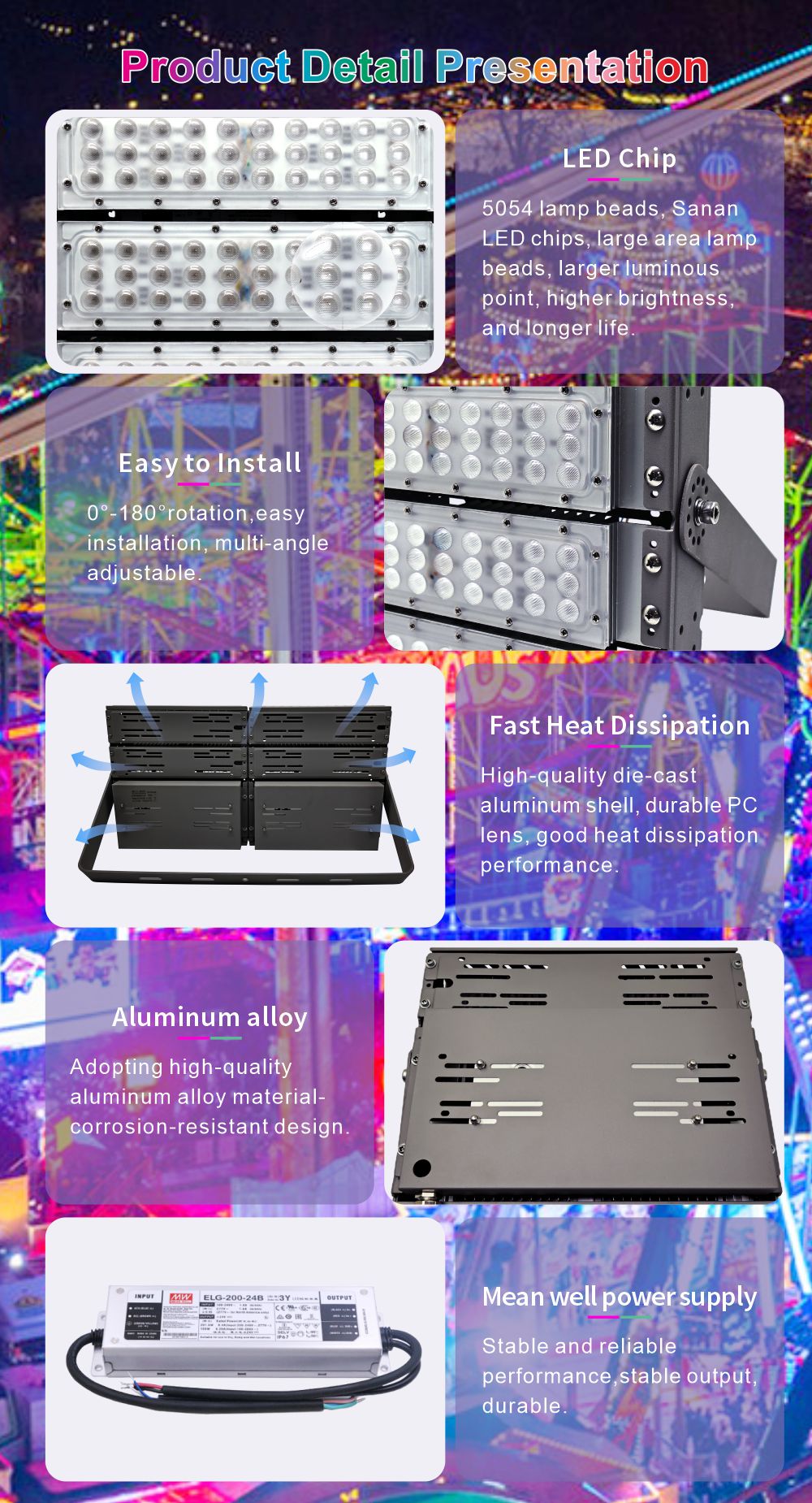 rgb led flood light multi color
