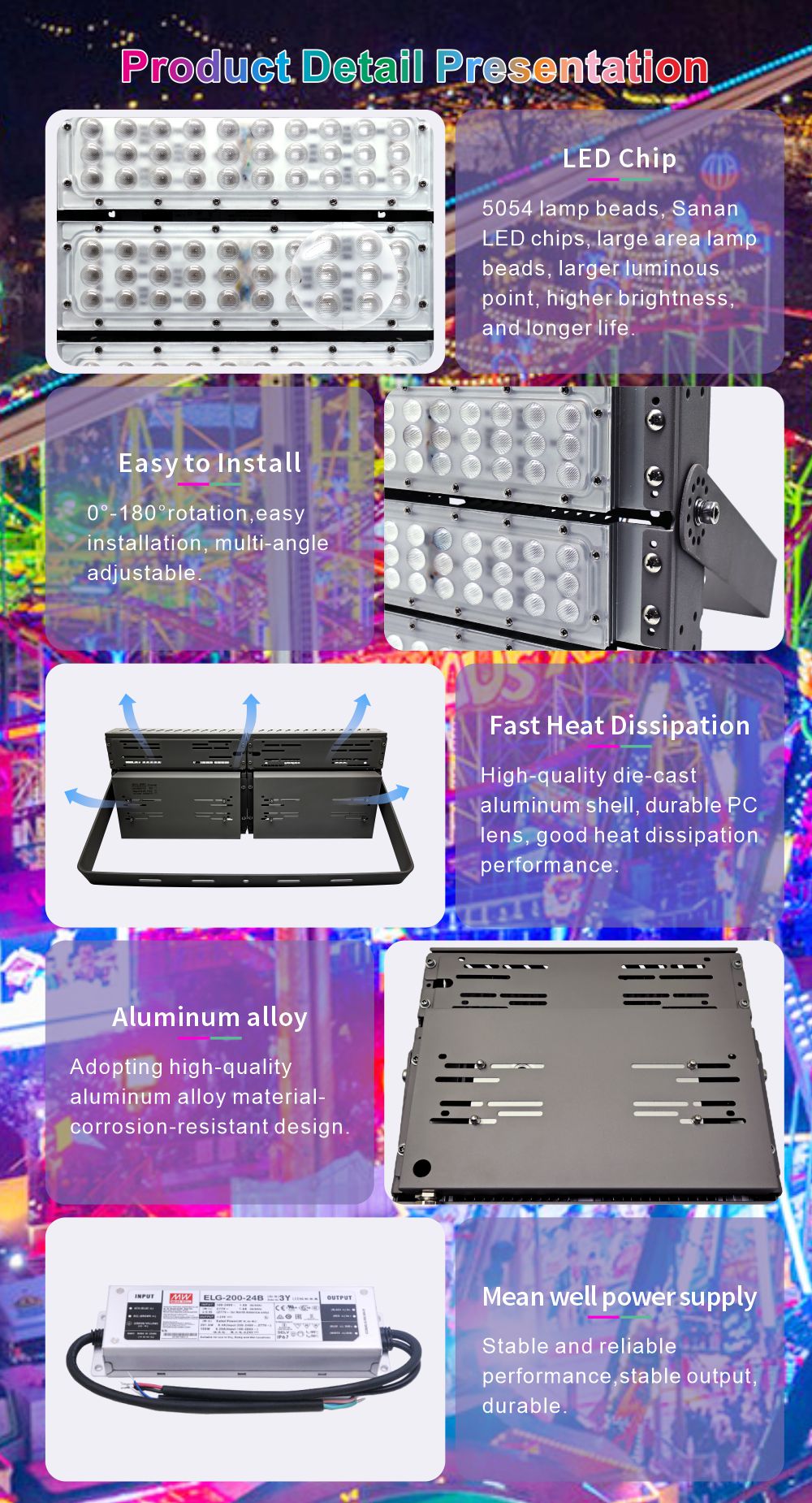 rgb led flood light multi color