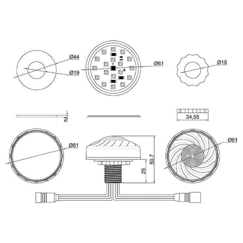 60mm 18 SMD 5050 rgb ucs1903 led pixel for Amusement Ride Ferris Wheel Fairground led lights