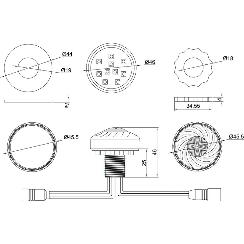 45mm 10 smd RGB LED Pixel Light for amusement park rides