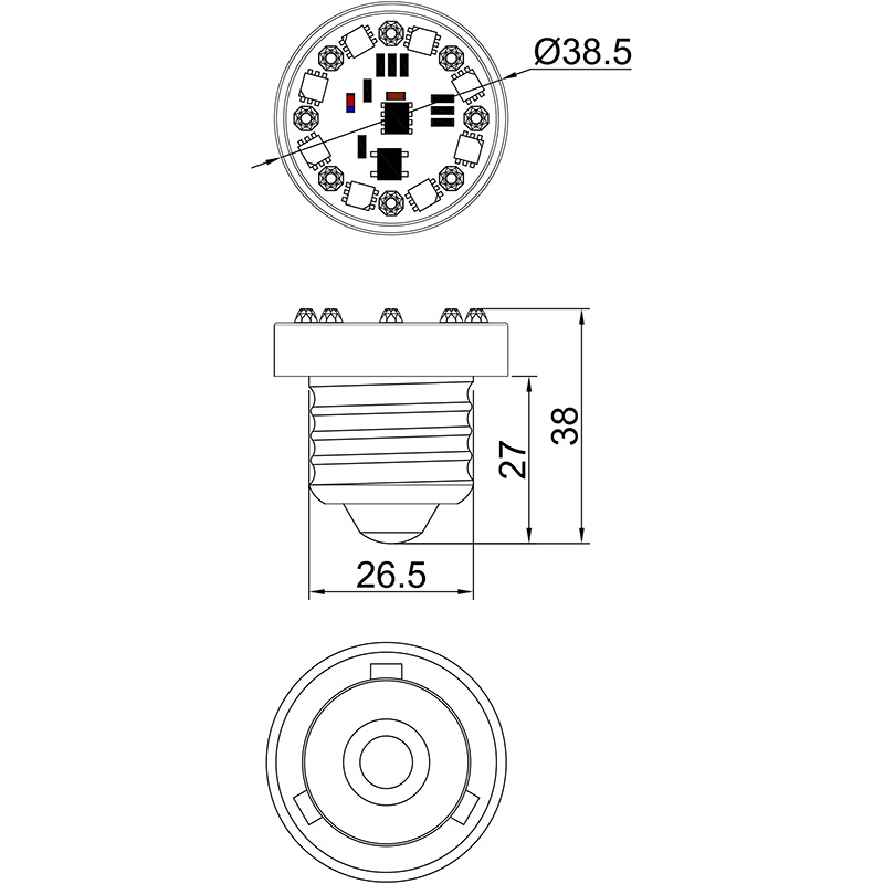 24v E27 8ledS 5050 Auto Cabochon Led RGB