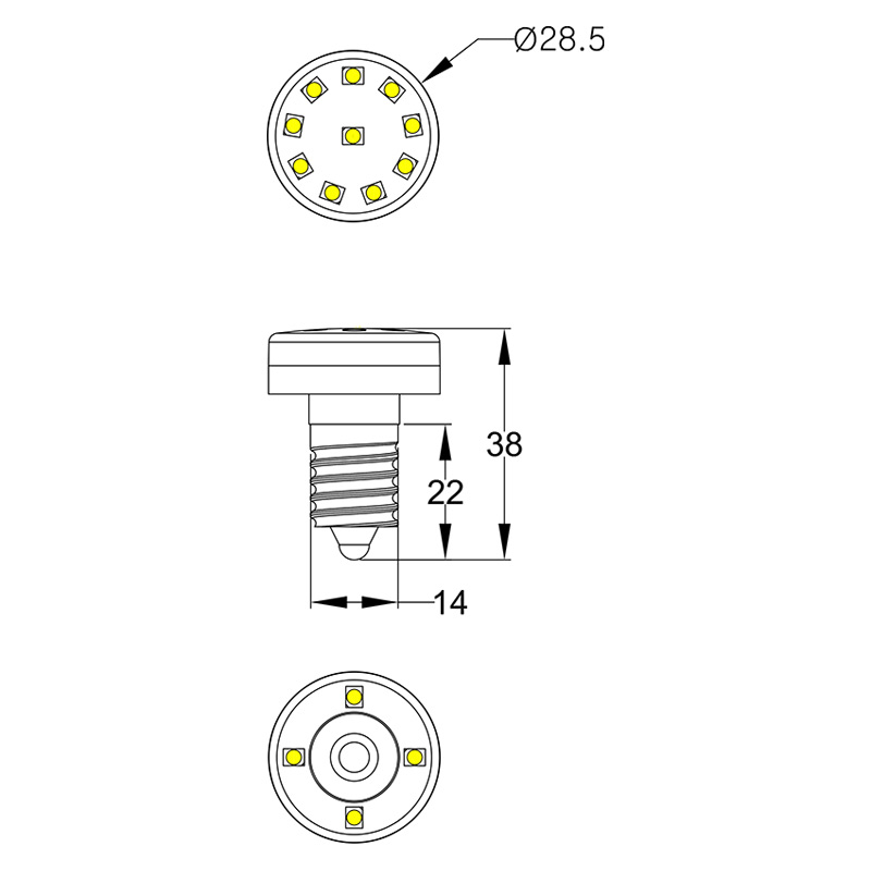 E14 single color 14 leds Amuse Park Lighting Ac60v